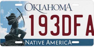 OK license plate 193DFA