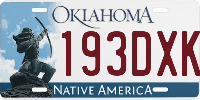 OK license plate 193DXK