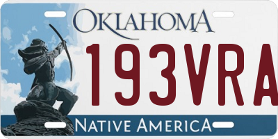 OK license plate 193VRA