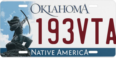 OK license plate 193VTA