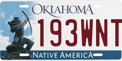 OK license plate 193WNT