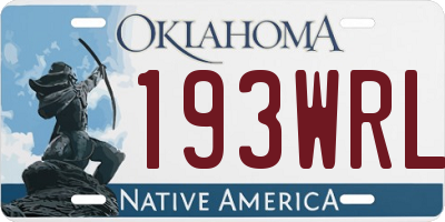 OK license plate 193WRL