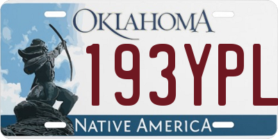 OK license plate 193YPL