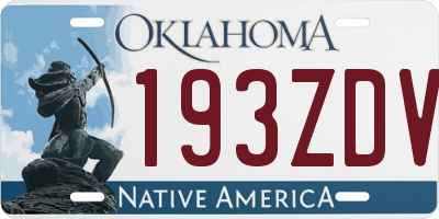 OK license plate 193ZDV