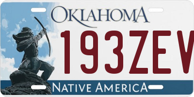 OK license plate 193ZEV