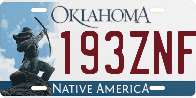 OK license plate 193ZNF