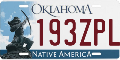 OK license plate 193ZPL