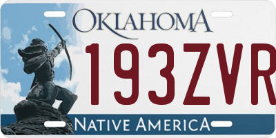 OK license plate 193ZVR