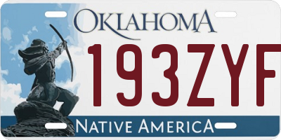 OK license plate 193ZYF