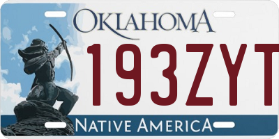 OK license plate 193ZYT