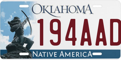 OK license plate 194AAD
