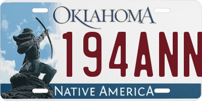OK license plate 194ANN