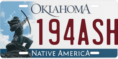 OK license plate 194ASH