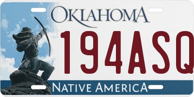 OK license plate 194ASQ