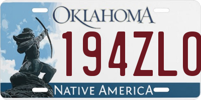 OK license plate 194ZLO