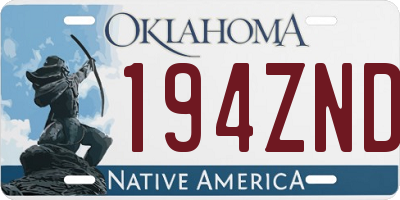 OK license plate 194ZND