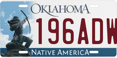 OK license plate 196ADW