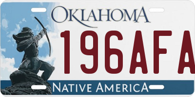 OK license plate 196AFA