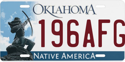 OK license plate 196AFG