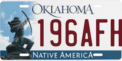 OK license plate 196AFH
