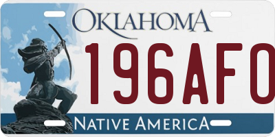 OK license plate 196AFO