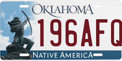 OK license plate 196AFQ