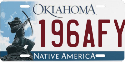OK license plate 196AFY
