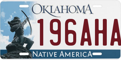 OK license plate 196AHA