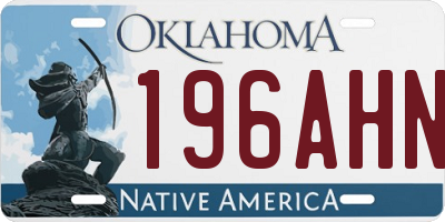 OK license plate 196AHN