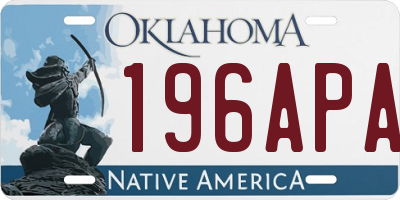 OK license plate 196APA