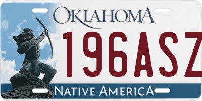 OK license plate 196ASZ