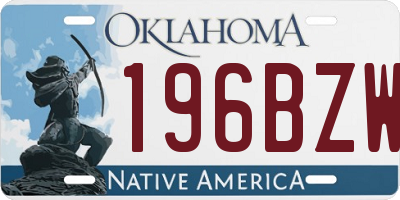 OK license plate 196BZW