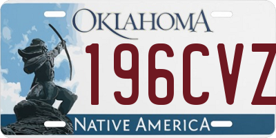 OK license plate 196CVZ