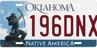OK license plate 196DNX