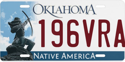 OK license plate 196VRA