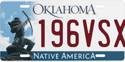 OK license plate 196VSX