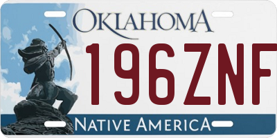 OK license plate 196ZNF