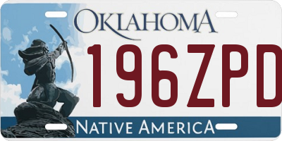 OK license plate 196ZPD