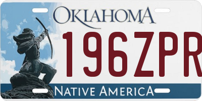 OK license plate 196ZPR