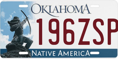 OK license plate 196ZSP