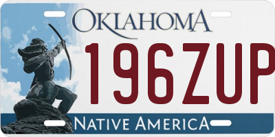 OK license plate 196ZUP