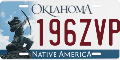 OK license plate 196ZVP