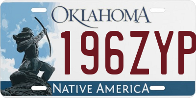 OK license plate 196ZYP