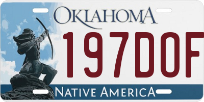 OK license plate 197DOF