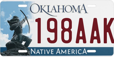 OK license plate 198AAK