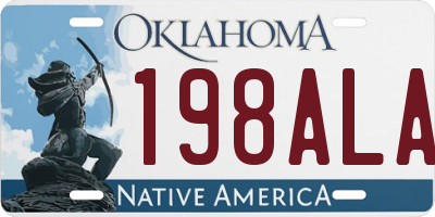 OK license plate 198ALA