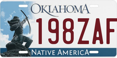 OK license plate 198ZAF