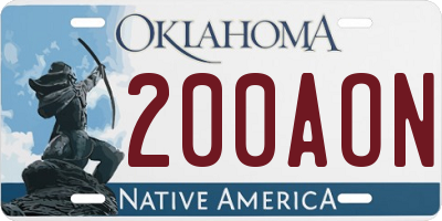 OK license plate 200AON