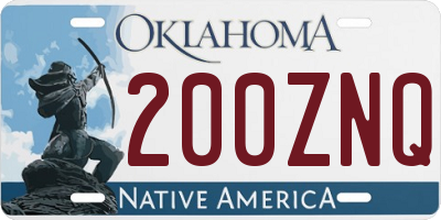 OK license plate 200ZNQ