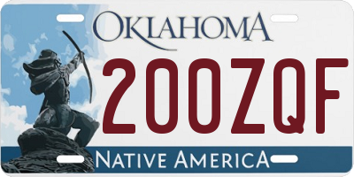 OK license plate 200ZQF
